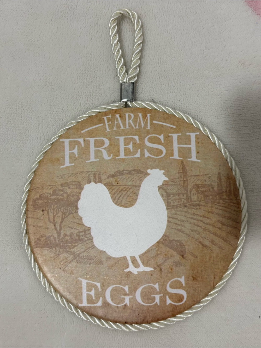Farm Fresh Eggs Wooden Hanging Sign - White Hen - Picture 3 of 4